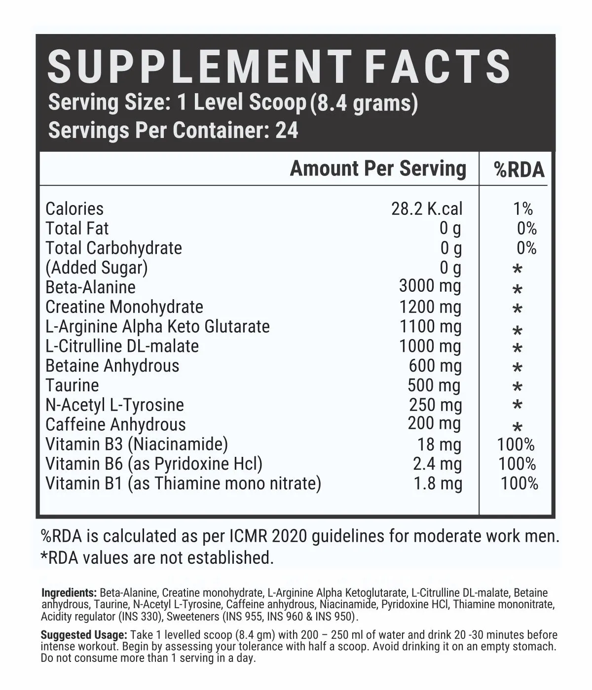 Nutra Grace Pre-Workout Supplement | 200gms - Image 4